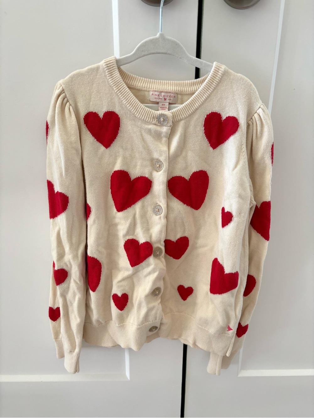Pink Chicken Heart Sweater Cardigan